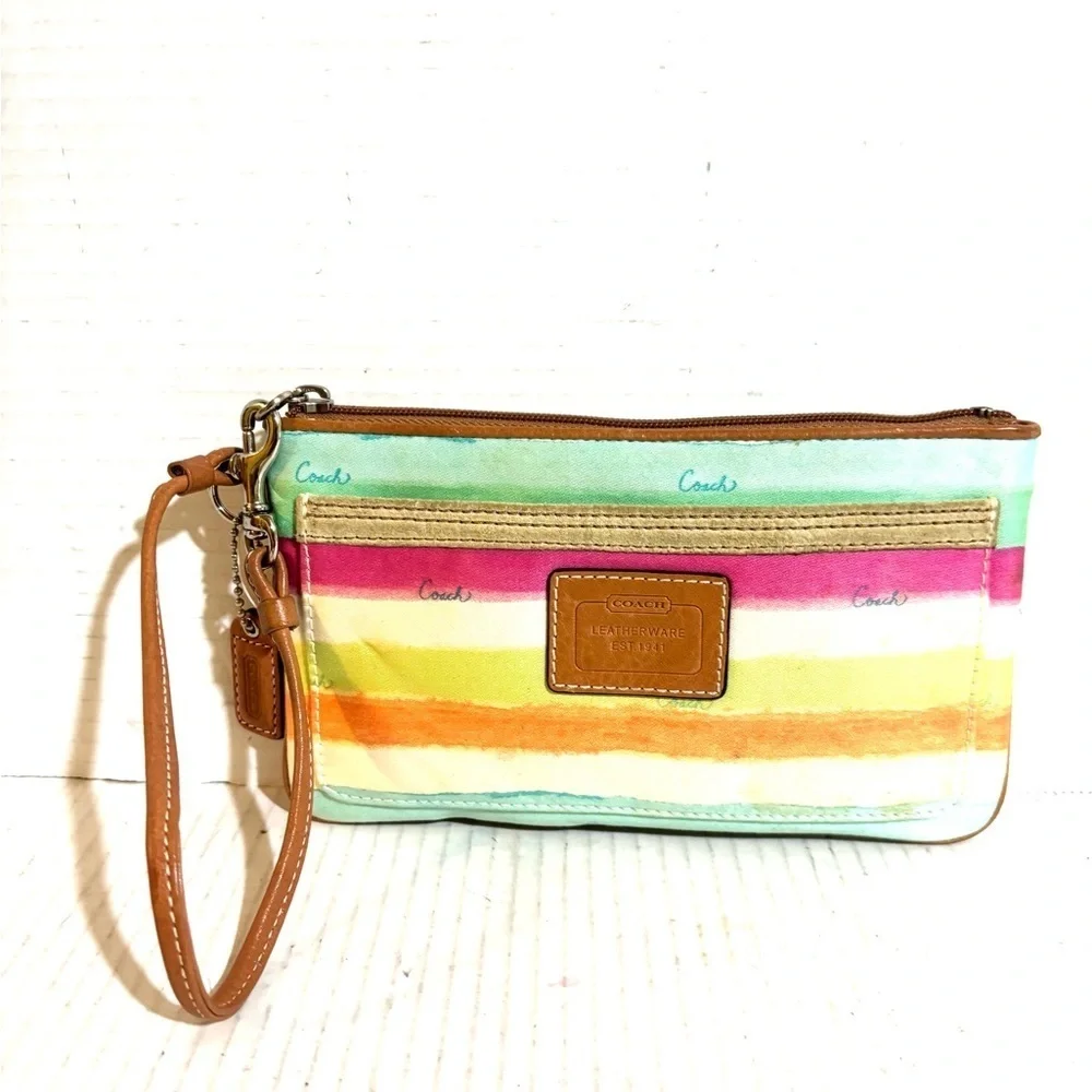 Coach Vibrant Striped Wristlet